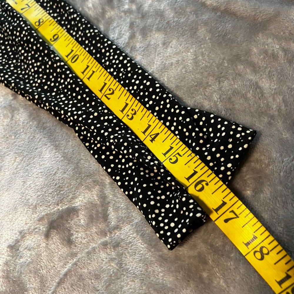 one clothing Black White Polka Dot Ruched Wrap Midi Dress Womens L - Picture 7 of 9